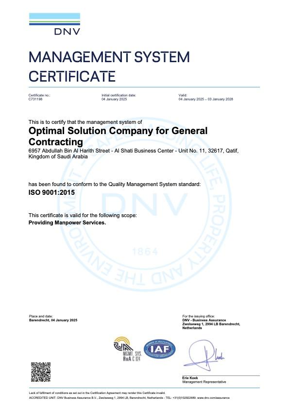 ISO 9001:2015 certificate
